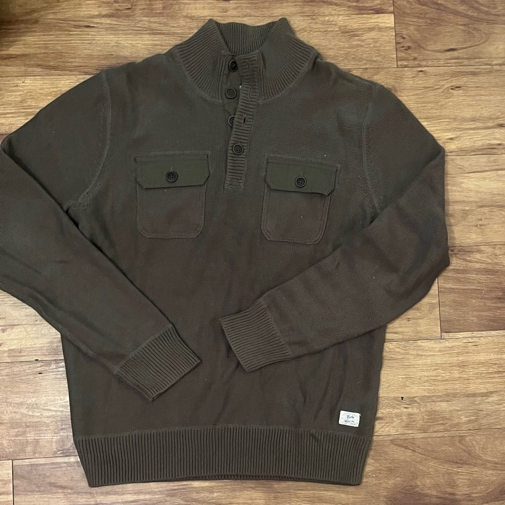 LUCKY BRAND - Military Button-Neck Pocket Sweater